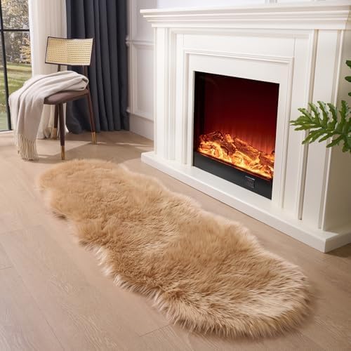 Faux Fur Rug Runner 2x6 ft Brown - Image 3