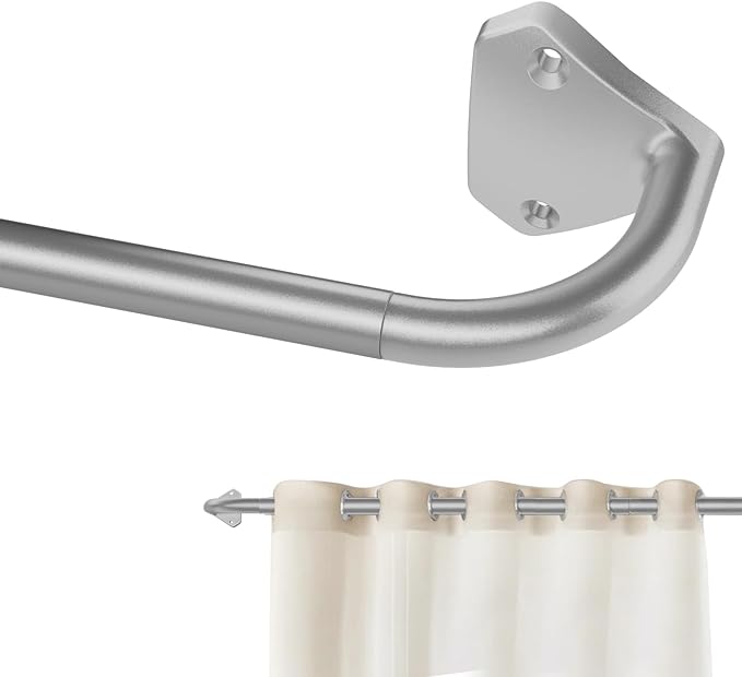 GXOACKJ Silver Curtain Rods for Windows 66 to 120 inch, 5/8 inch Adjustable by GXOACKJ