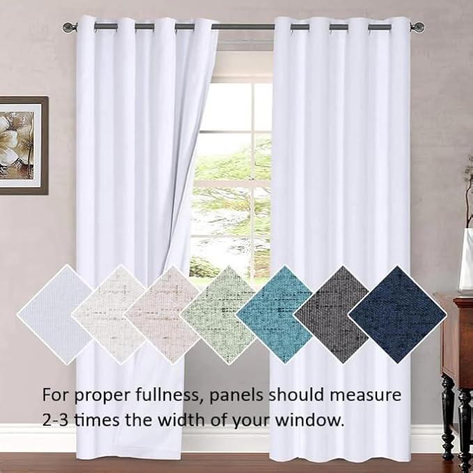 H.VERSAILTEX Linen Curtains Natural Linen Semi-Sheer Curtains 2 Panels Nickel - Image 9