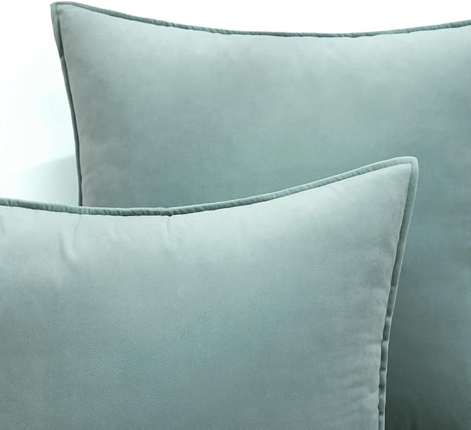 MIULEE Blue Grey Velvet Throw Pillow Covers 20x20 Soft Decorative Solid Square - Image 2