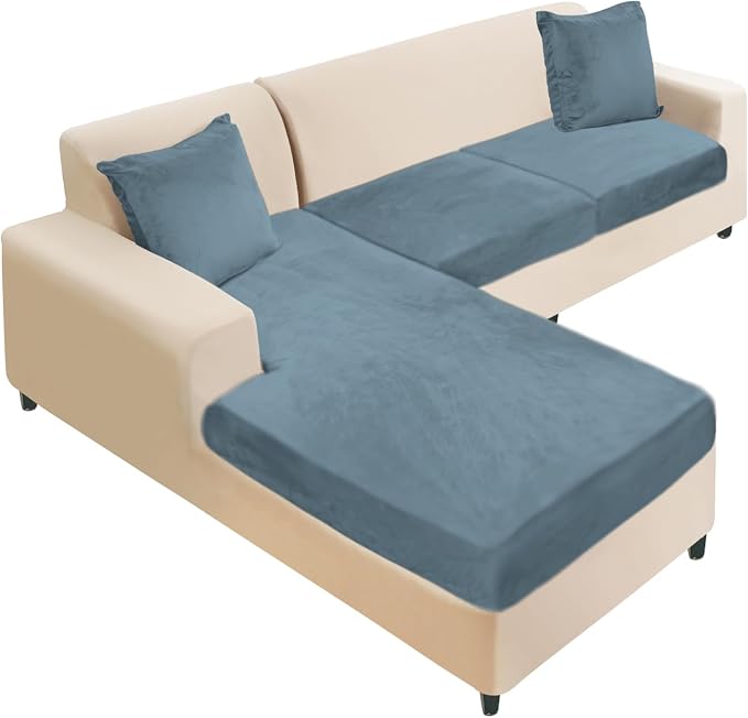 NAISI Sectional Couch Cover 3 Pieces Velvet Separate Couch Cushion Covers L by NAISI