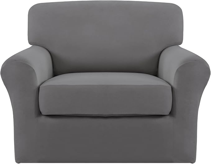 Easy-Going 2 Pieces Microfiber Stretch Chair Slipcover – Spandex Soft Fitted by Easy-Going