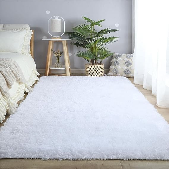 White Shag Area Rug 9x12 -Soft Large Rugs - Image 4