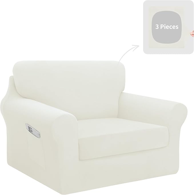 Easy-Going 3 Pieces Stretch Chair Cover Washable Chair Slipcover Set by Easy-Going