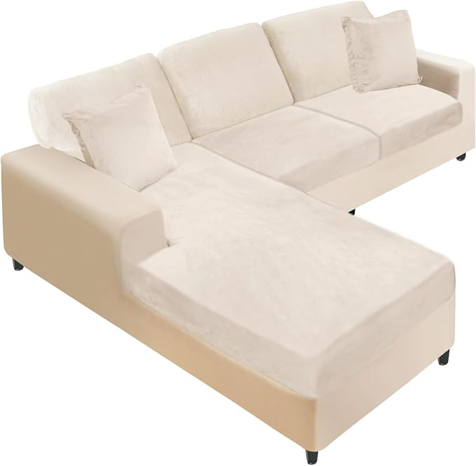 NAISI Sectional Couch Covers 6 Pieces Velvet Couch Cushion Covers L Shape Soft by NAISI