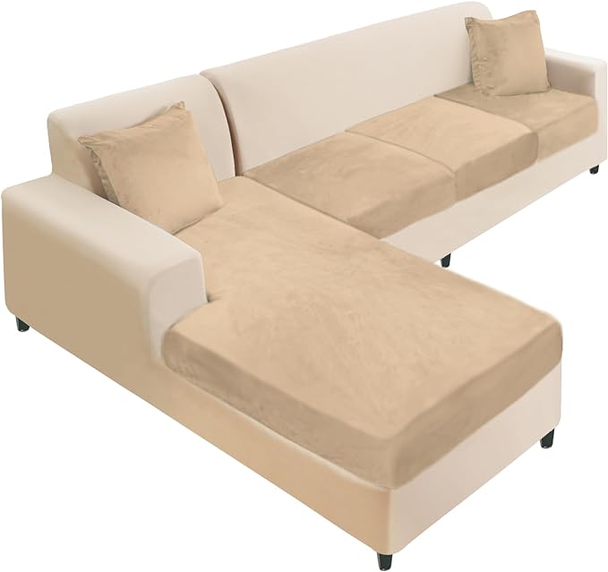 NAISI Sectional Couch Cover 4 Pieces Velvet Separate Couch Cushion Covers L by NAISI