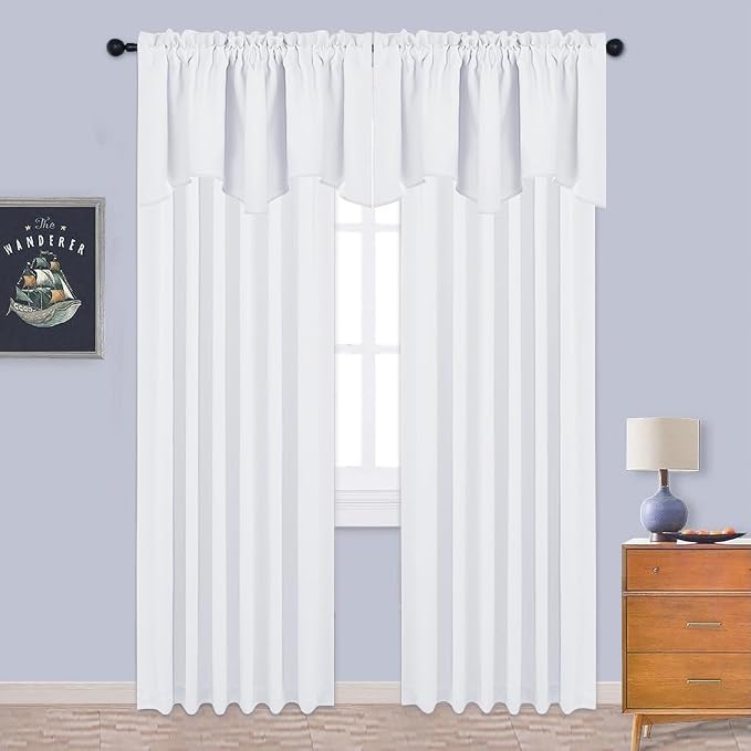 NICETOWN 6 Panels Pure White Bathroom Window Valances, Thermal Insualted Rod - Image 5