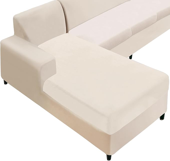 NAISI Sectional Couch Cover 1 Piece Velvet Separate Chaise Lounge Cover Soft by NAISI