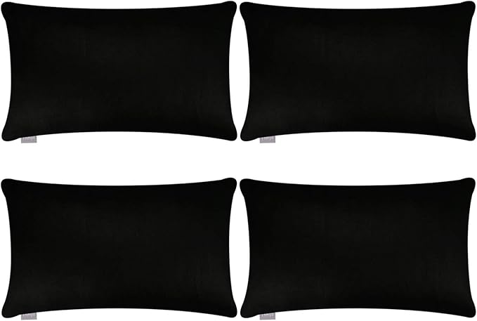 Thmyo 4-Pack 100% Cotton Lumbar Comfortable Solid Decorative Throw Pillow Case by Thmyo