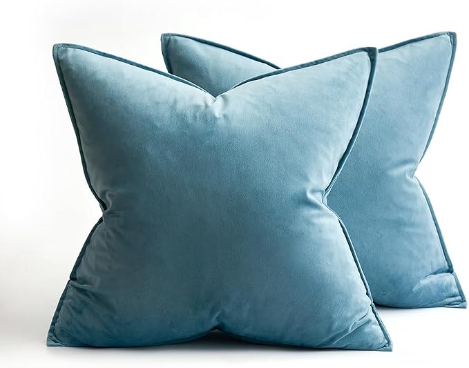 MIULEE Light Blue Velvet Throw Pillow Covers 18x18 Soft Decorative Solid Square - Image 6