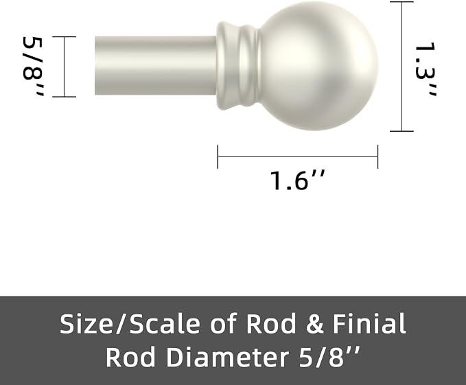 GXOACKJ Curtain Rods for windows 32-62 inch, 5/8 inch Decorative Nickel - Image 3