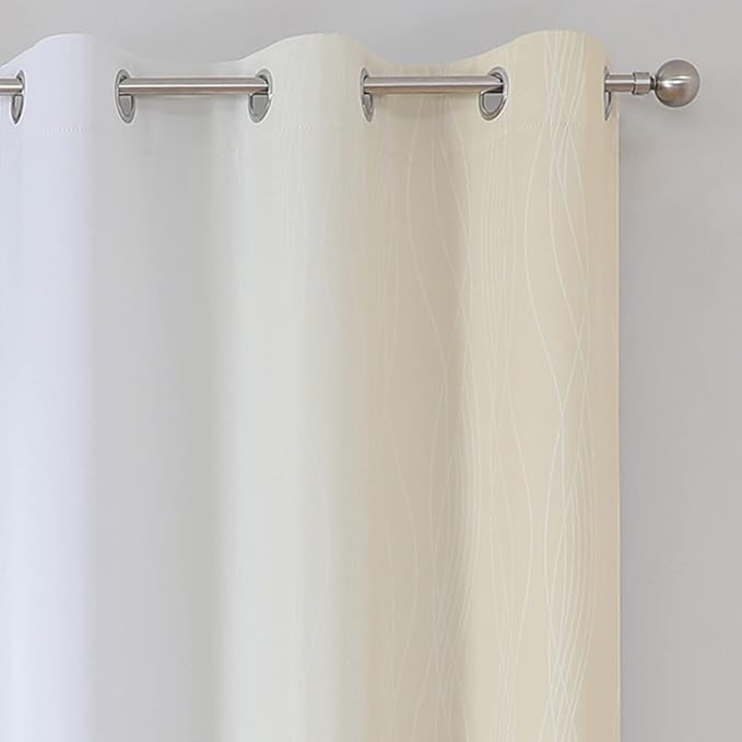 Estelar Textiler Beige and Greyish White Ombre Blackout Curtains 63 Inches - Image 4