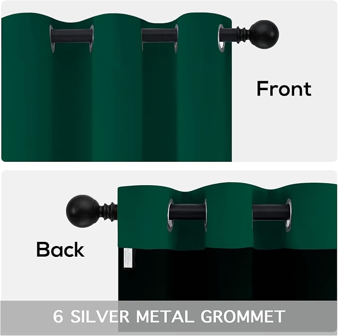 Yakamok 100% Blackout Curtains for Bedroom 72 Inch Length, Emerald Green Total - Image 6