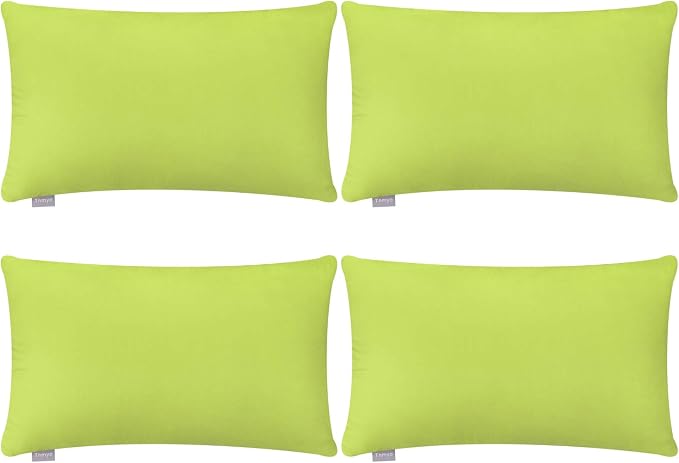 Thmyo 4-Pack 100% Cotton Lumbar Comfortable Solid Decorative Throw Pillow Case by Thmyo
