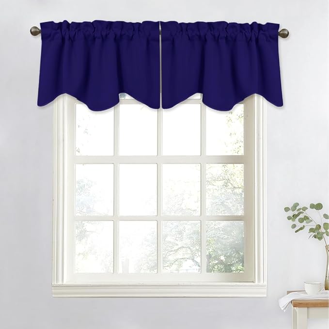 NICETOWN Navy Blue Blackout Kitchen Window Valance by NICETOWN