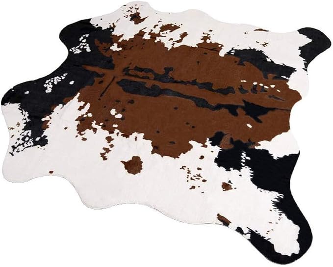 MustMat Brown Cow Print Rug 4'7''×5'3'' Faux Cowhide Rugs Cute Animal Printed - Image 8