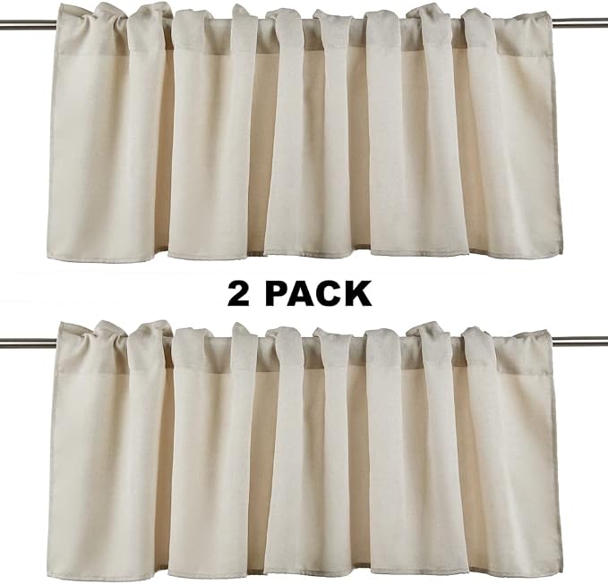 Jola's House 2 Pack Burlap Window Curtain Valances Farmhouse Style Window - Image 2