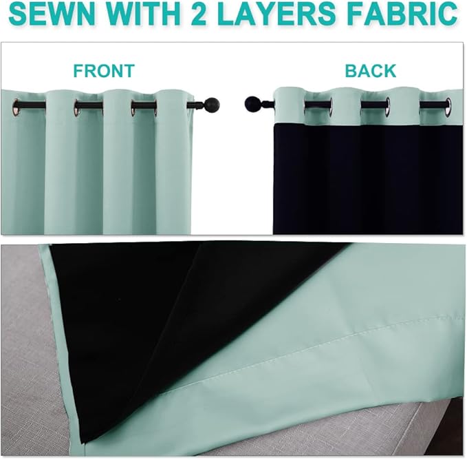 NICETOWN Full Shading Curtains 90 inches Long 2 Panels Set - Image 5