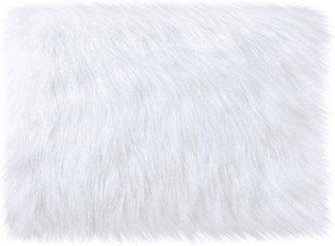 White Faux Fur Plush Cushion Fluffy Small Area Rug, Luxury Background by Unknown