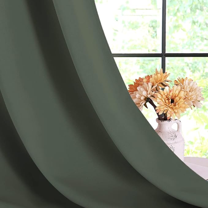 NICETOWN Room Darkening Draperies Window Curtain Panels, Dark Mallard, 2 Panels - Image 6