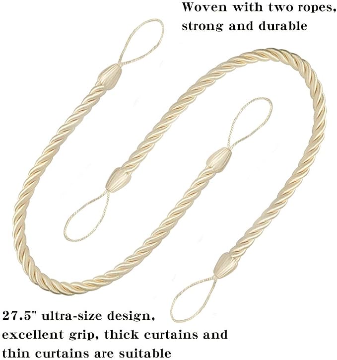 BEL AVENIR Curtain Ropes Tiebacks Tie-Backs, Curtain Handmade Holdbacks - Image 3