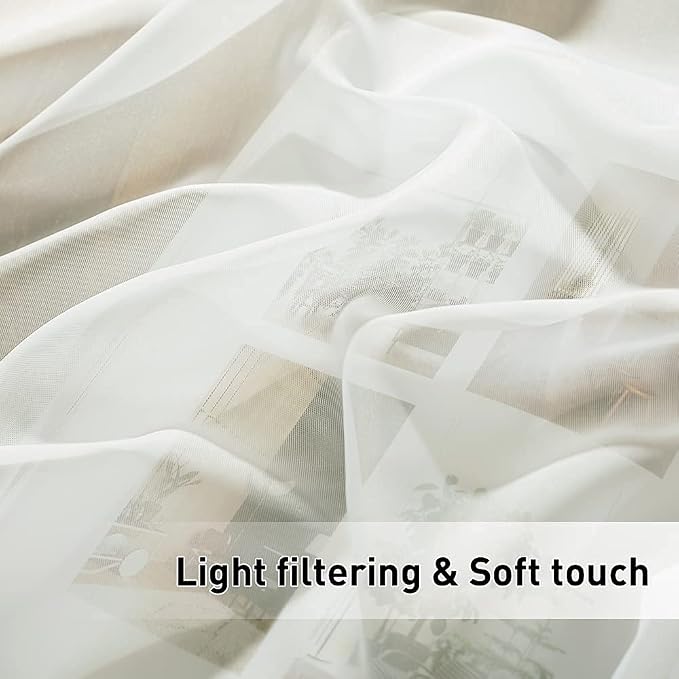 RYB HOME Detachable Sticky Tab Top Outdoor Curtain Sheer - Image 7