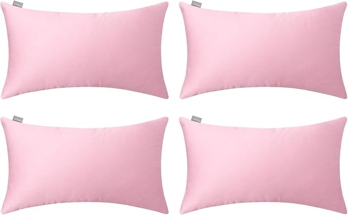 Thmyo 4-Pack 100% Cotton Lumbar Comfortable Solid Decorative Throw Pillow by Thmyo