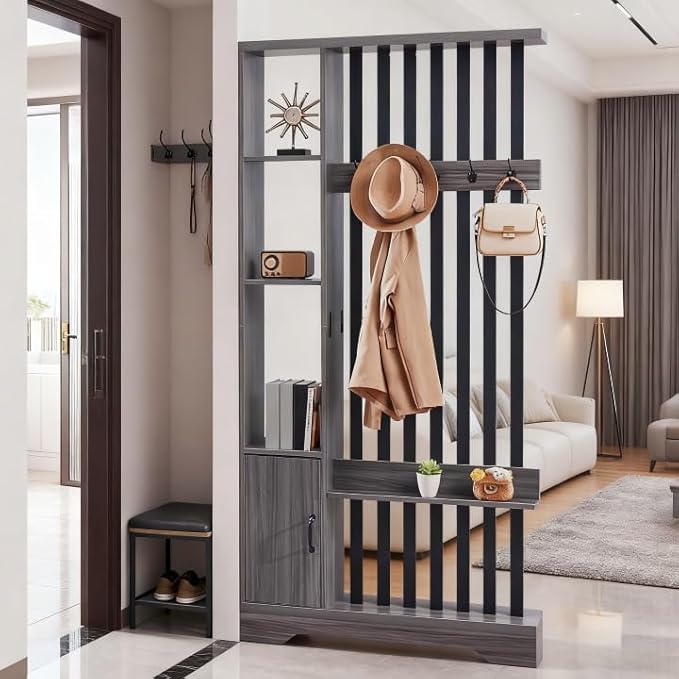 Room Divider with Shelves, Wall Room Divider Bookshelf, Freestanding Wood by SAHISTCT