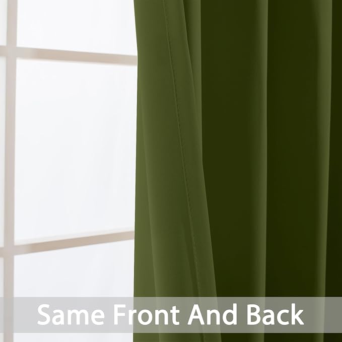 Yakamok Olive Green Curtains 84 Inches Length Blackout Curtain - Image 3