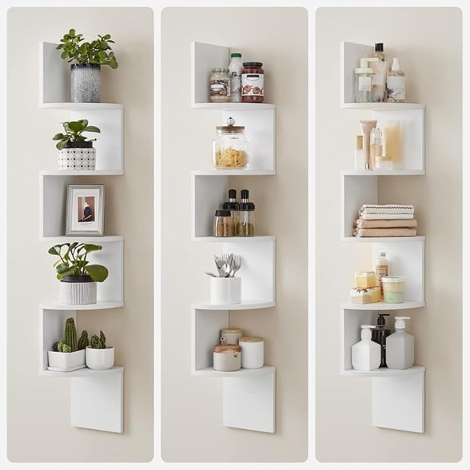 VASAGLE Corner Shelf Wall Mount, 5-Tier Floating Corner Bookshelf, Plant Shelf - Image 7