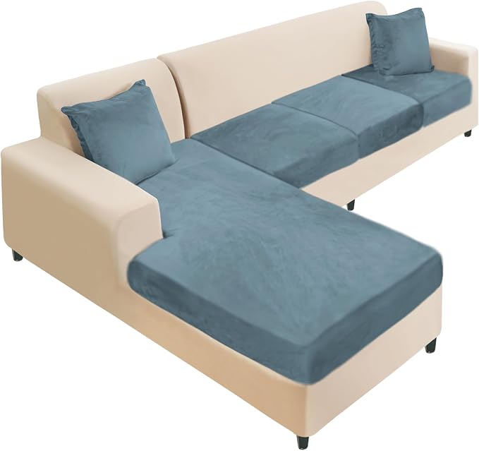 NAISI Sectional Couch Cover 4 Pieces Velvet Separate Couch Cushion Covers L by NAISI