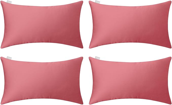 Thmyo 4-Pack 100% Cotton Lumbar Comfortable Solid Decorative Throw Pillow Case by Thmyo