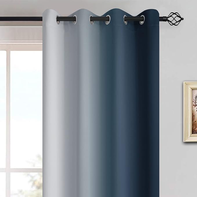 Yakamok Room Darkening Ombre Curtains 72 Inch Length, Light Blocking Grommet - Image 3