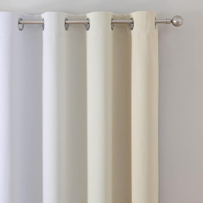Estelar Textiler Ombre Greyish White and Beige Blackout Curtains & Drapes 96 - Image 4