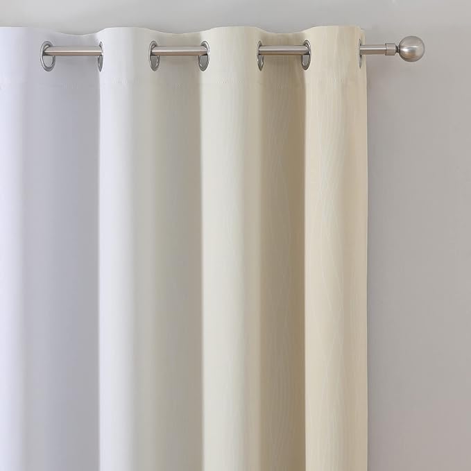 Estelar Textiler Beige and Greyish White Blackout Curtains - Image 4