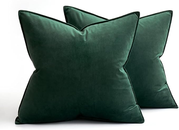 MIULEE Army Green Velvet Throw Pillow Covers 20x20 Soft Decorative Solid Square - Image 6