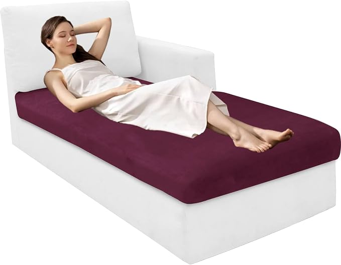 MAXIJIN 1 Piece Velvet Chaise Cover Stretch Sectional Couch Covers - Image 8