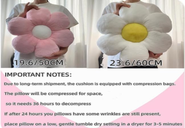 Green Flower Pillow Flower Shaped Throw Pillow Floor 15.7In Cute Daisy Pillows - Image 7