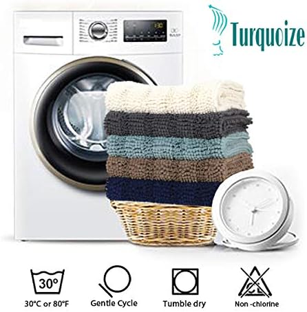 Turquoize Chenille Bathroom Rugs Set Non-Slip Bath Mats - Image 7