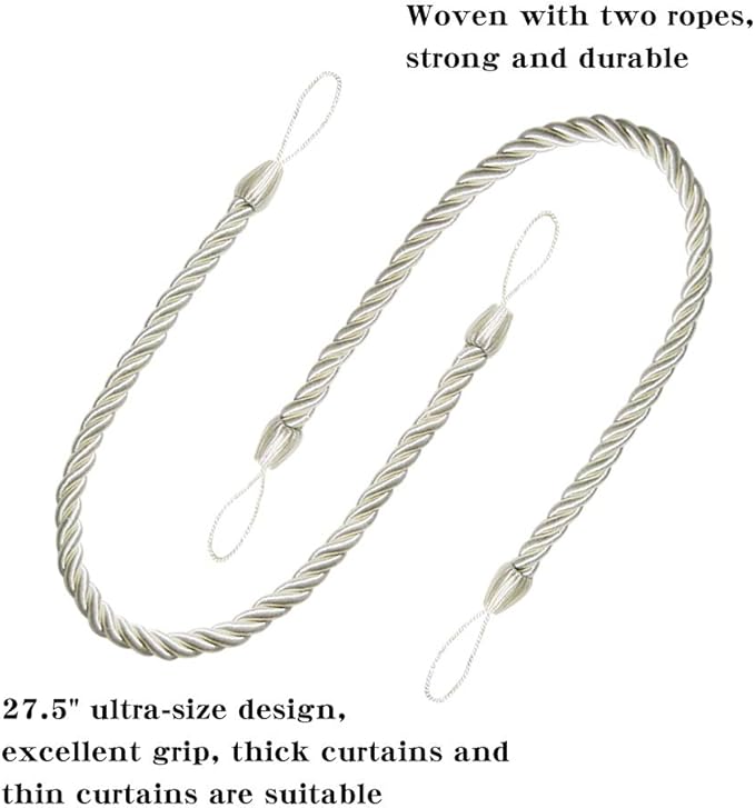 BEL AVENIR Curtain Rope Tiebacks, Drapery Rope Holdbacks - Image 2