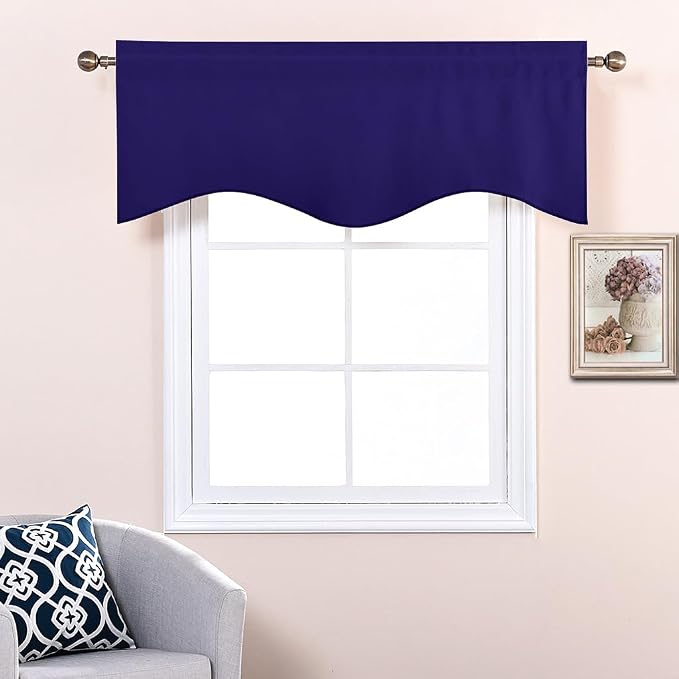 NICETOWN Navy Blue Blackout Kitchen Window Valance - Image 4