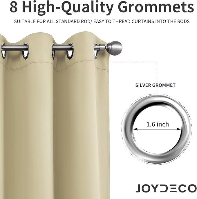Joydeco Blackout Curtains for Bedroom 96 inch Long 2 Panels, Thermal Insulated - Image 8