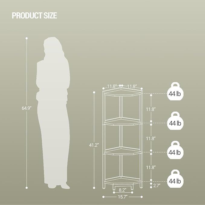 Hzuaneri Corner Shelf Stand, Corner Bookshelf, Storage Standing Shelf Unit - Image 2
