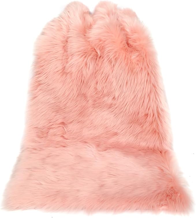 Fluffy Faux Fur Rug Pink Sheepskin Area Rug, 3x5 Ft Ultra Soft Shaggy Plush Rug - Image 7