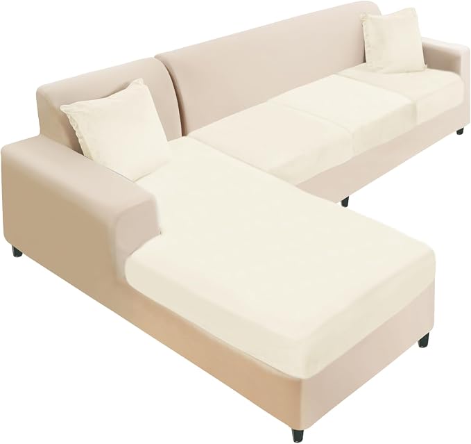 NAISI Sectional Couch Cover 4 Pieces Velvet Separate Couch Cushion Covers L by NAISI