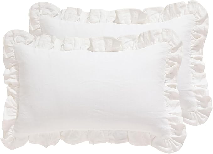 patdrea Shabby Chic White Decorative Throw Pillow Covers 12"x20" Set of 2 by patdrea