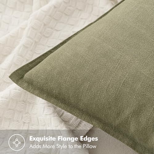 MIULEE Neutral Green Linen Pillow Covers Pack of 4 Decorative Natural Throw - Image 3