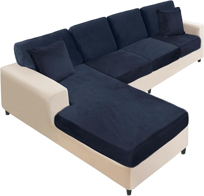 NAISI Sectional Couch Covers 8 Pieces Velvet Couch Cushion Covers L Shape Soft by NAISI