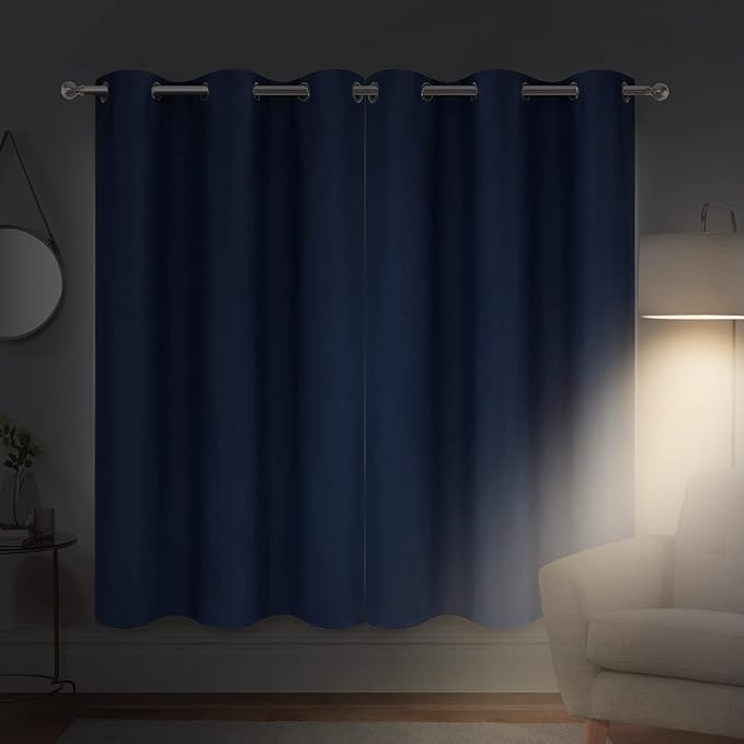 Diraysid Navy Blue Grommet Blackout Curtains - Image 7