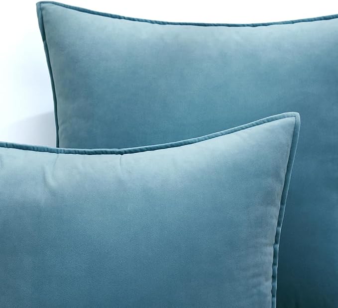 MIULEE Light Blue Velvet Throw Pillow Covers 18x18 Soft Decorative Solid Square - Image 2